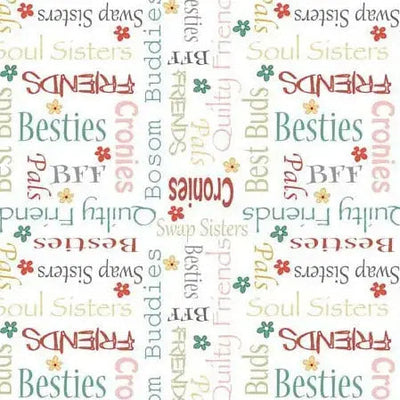 White Life is Better With Friends 44"-45" Cotton Fabric per yard - Prismatic Fiber Arts