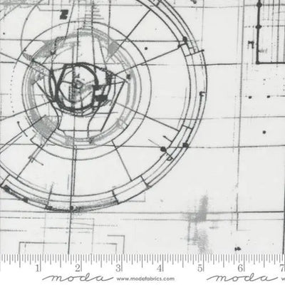 White Modern Backgrounds Blueprint Cotton Wideback Fabric Per Yard - Prismatic Fiber Arts