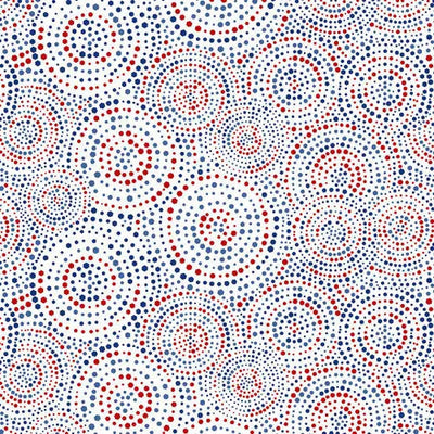 White Patriotic Hexi Dots Cotton Wideback Fabric per yard - Prismatic Fiber Arts