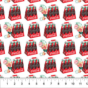 White Soda Pack Coca-Cola Cotton 44"/45" Fabric Per Yard - Prismatic Fiber Arts