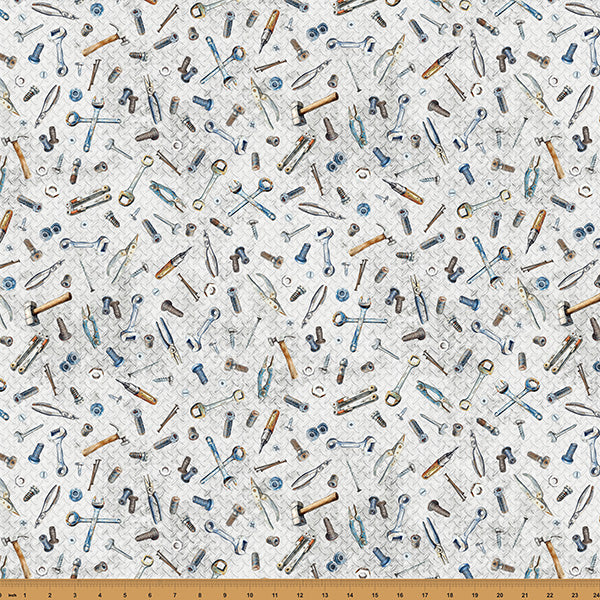 Light Gray Tools Hammer Down 43"/44" Fabric Per Yard - Prismatic Fiber Arts