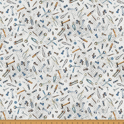 Light Gray Tools Hammer Down 43"/44" Fabric Per Yard - Prismatic Fiber Arts