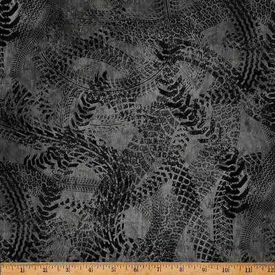 Black Hammer Down Tire Tracks 43"/44" Fabric Per Yard - Prismatic Fiber Arts