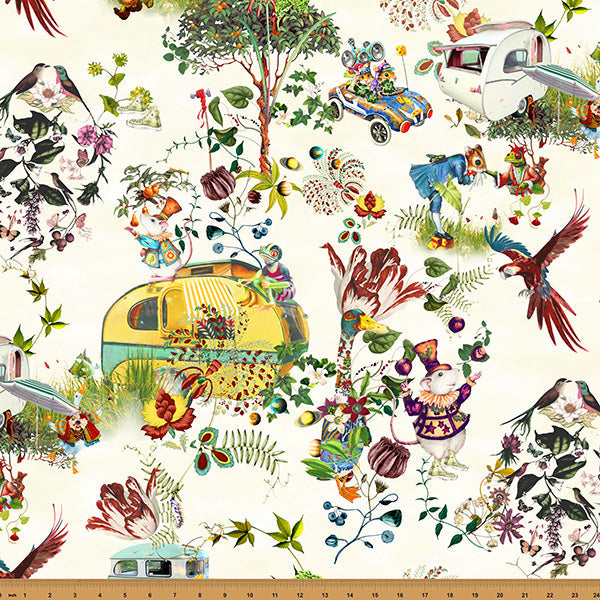 Cream Campers Mousing Around  43"/44" Fabric Per Yard - Prismatic Fiber Arts
