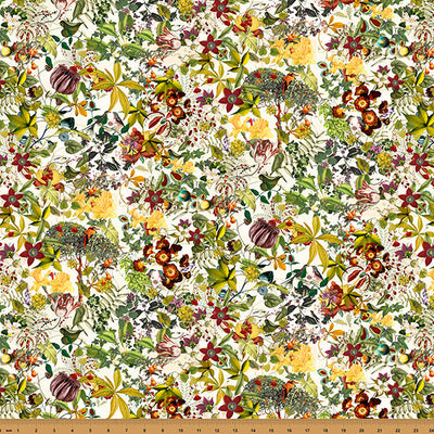 Cream Floral Mousing Around 43"/44" Fabric Per Yard - Prismatic Fiber Arts