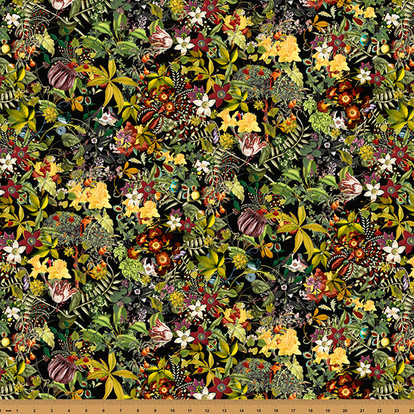 Black Floral Mousing Around 43"/44" Fabric Per Yard - Prismatic Fiber Arts