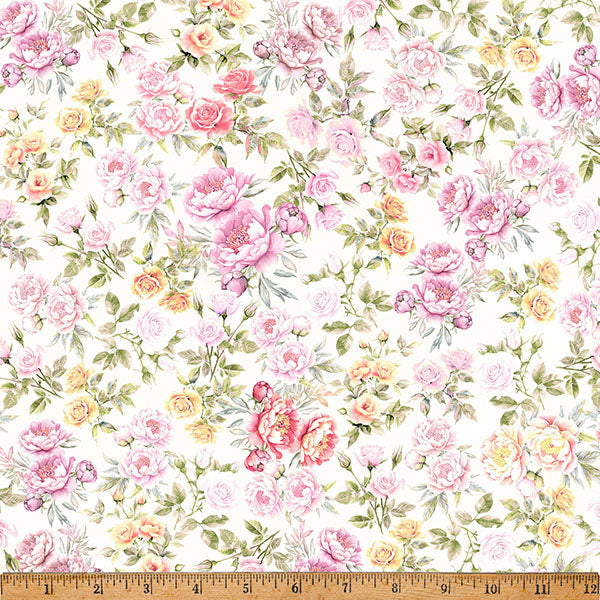 Tea Rose Floral Soiree 43"/44" Fabric Per Yard - Prismatic Fiber Arts