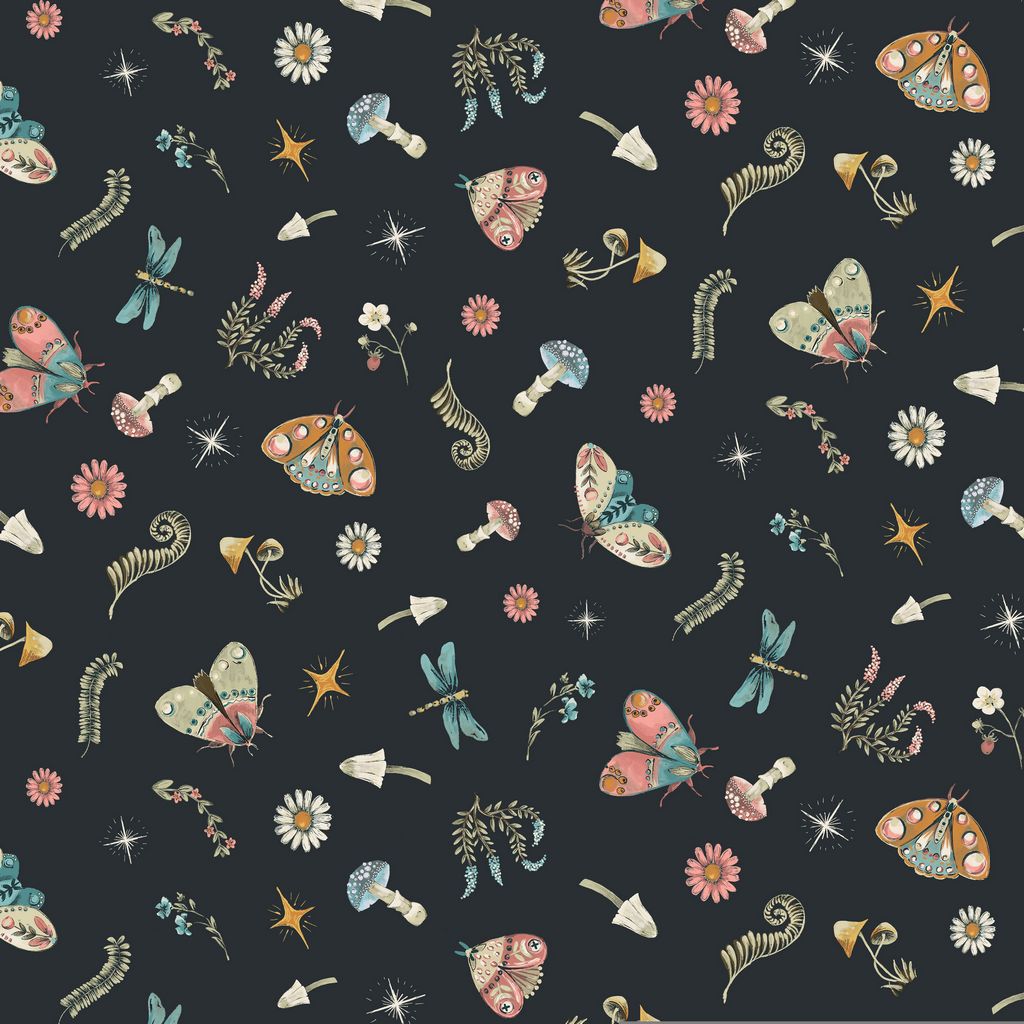 Charcoal Restless Wings Cotton Wideback Fabric Per Yard - Prismatic Fiber Arts