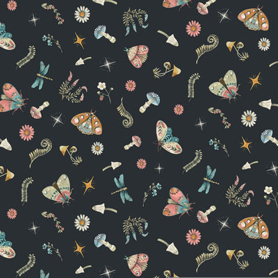 Charcoal Restless Wings Cotton Wideback Fabric Per Yard - Prismatic Fiber Arts