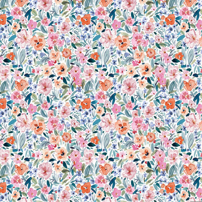 White Bloomers Cotton Wideback Fabric Per Yard - Prismatic Fiber Arts