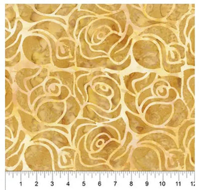 Yellow Caramel Roses Cotton Wideback Fabric per yard - Prismatic Fiber Arts