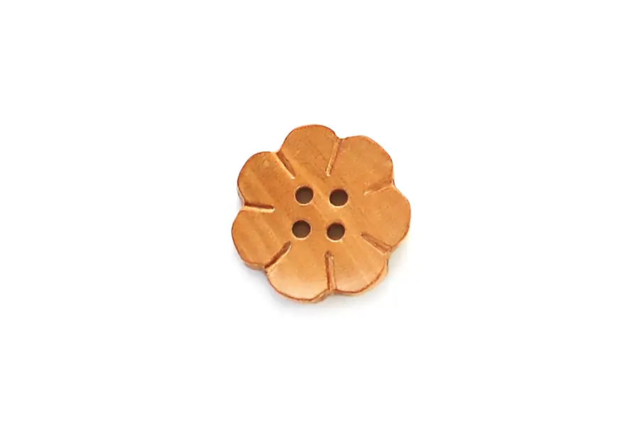 Yellow Light Wood Flower Round Buttons - Prismatic Fiber Arts