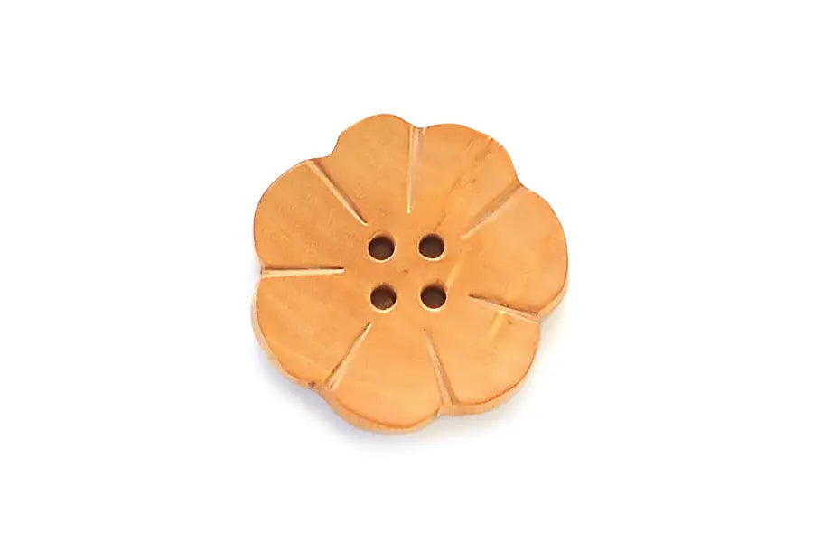 Yellow Light Wood Flower Round Buttons - Prismatic Fiber Arts