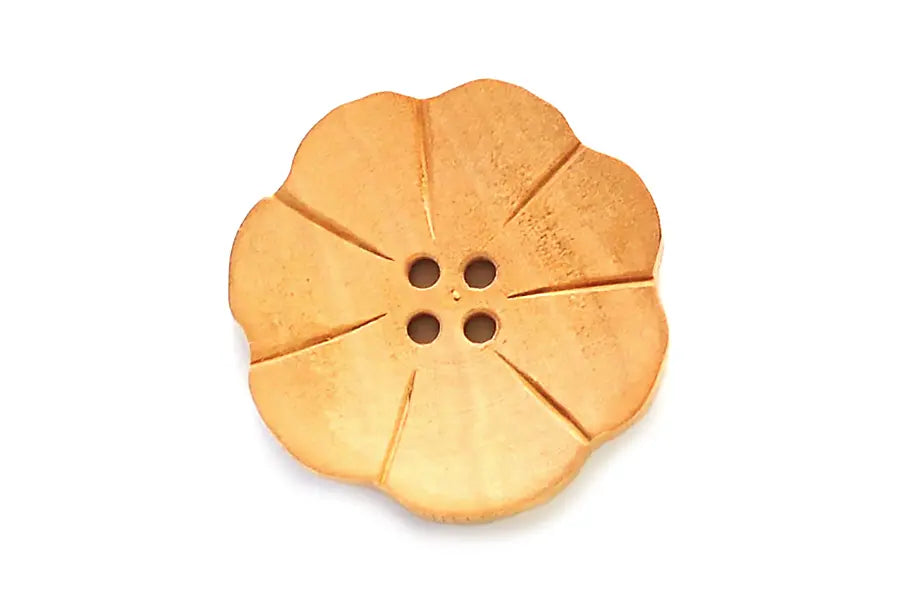 Yellow Light Wood Flower Round Buttons - Prismatic Fiber Arts