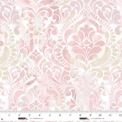 You Damask! Blush Cotton Wideback Fabric per yard - Prismatic Fiber Arts