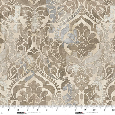 You Damask! Sepia Cotton Wideback Fabric per yard - Prismatic Fiber Arts