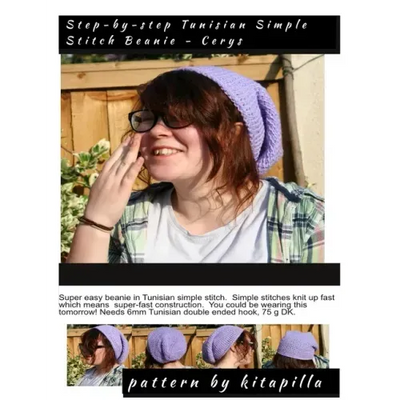 Step-by-Step Tunisian Simple Stitch Beanie - Cerys: A simple step-by-step Tunisian Crochet pattern in double knitting yarn (light worsted) for a beani