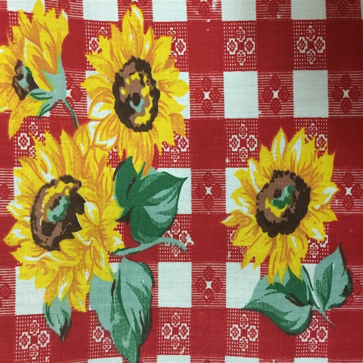 Plaid Daisy Floral Print Poly Cotton Fabric - Prismatic Fiber Arts