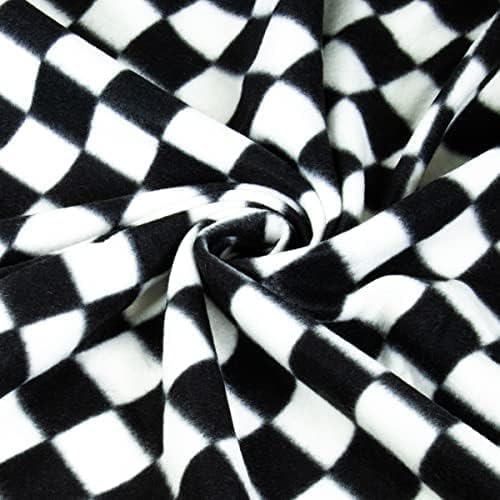 Anti-Pill Polar Fleece Fabric by the Yard – Checkered White Black 60", 280 GSM) - Prismatic Fiber Arts