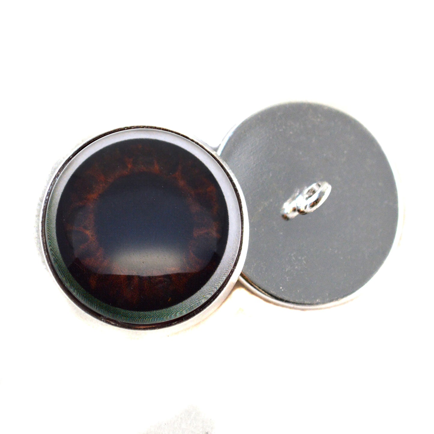 Big Dark Brown Alien Baby Sew-On Button Glass Eyes