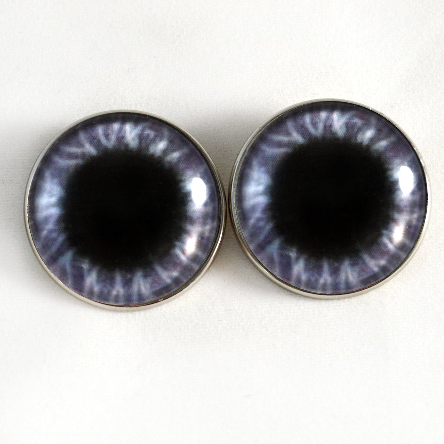 Wide Purple Doll Sew-On Button Glass Eyes - Prismatic Fiber Arts