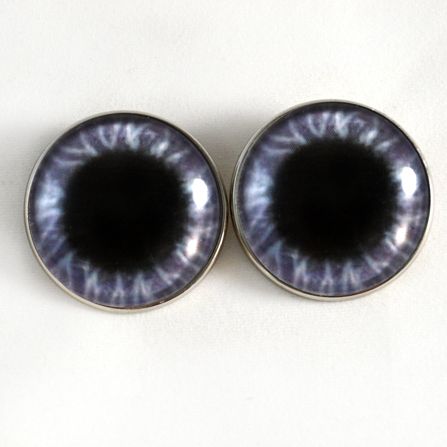 Wide Purple Doll Sew-On Button Glass Eyes - Prismatic Fiber Arts