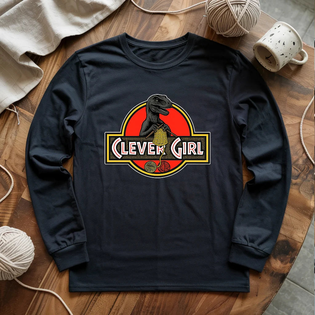 Clever Girl Long Sleeve T-shirt - Prismatic Fiber Arts