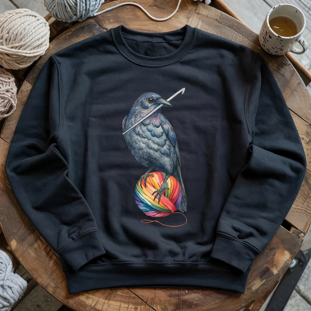 Crochet Crow Sweatshirt - Prismatic Fiber Arts