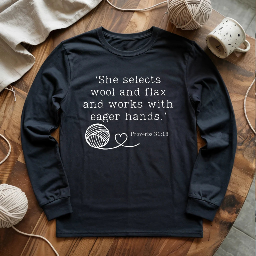 Crochet In Bible Long Sleeve T-shirt - Prismatic Fiber Arts
