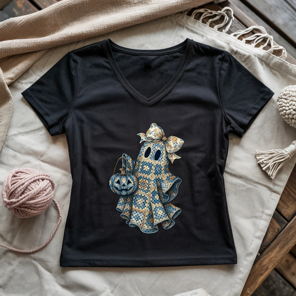 Granny Ghost Lady V-neck - Prismatic Fiber Arts