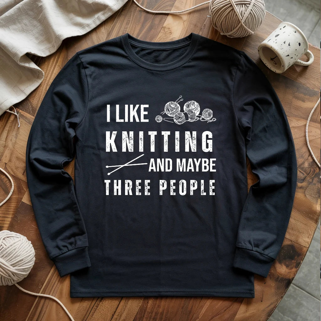 Knitting & 3 People Long Sleeve T-shirt - Prismatic Fiber Arts