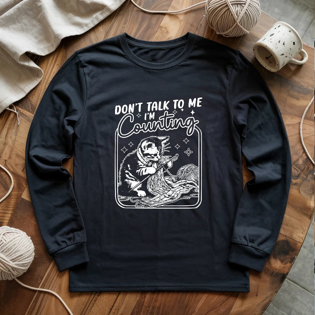 Shh, I'm counting Long Sleeve T-shirt - Prismatic Fiber Arts