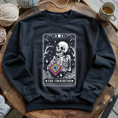 Skeleton Crocheter Tarot Sweatshirt - Prismatic Fiber Arts