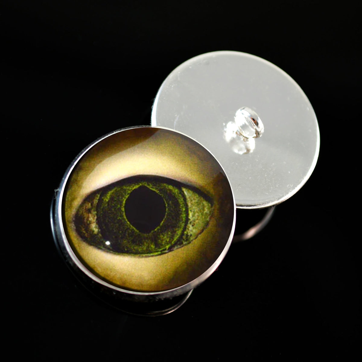 Black Lagoon Creature Sew-On Button Glass Eyes - Prismatic Fiber Arts