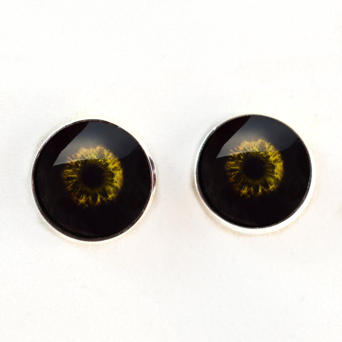 Black and Yellow Zombie Sew-On Button Glass Eyes - Prismatic Fiber Arts
