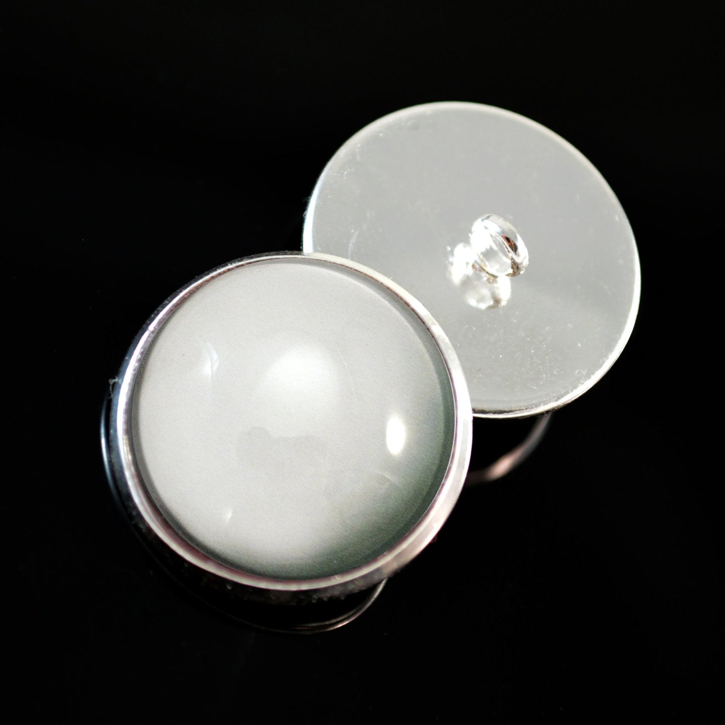 Blank Zombie White Sew-On Button Glass Eyes - Prismatic Fiber Arts