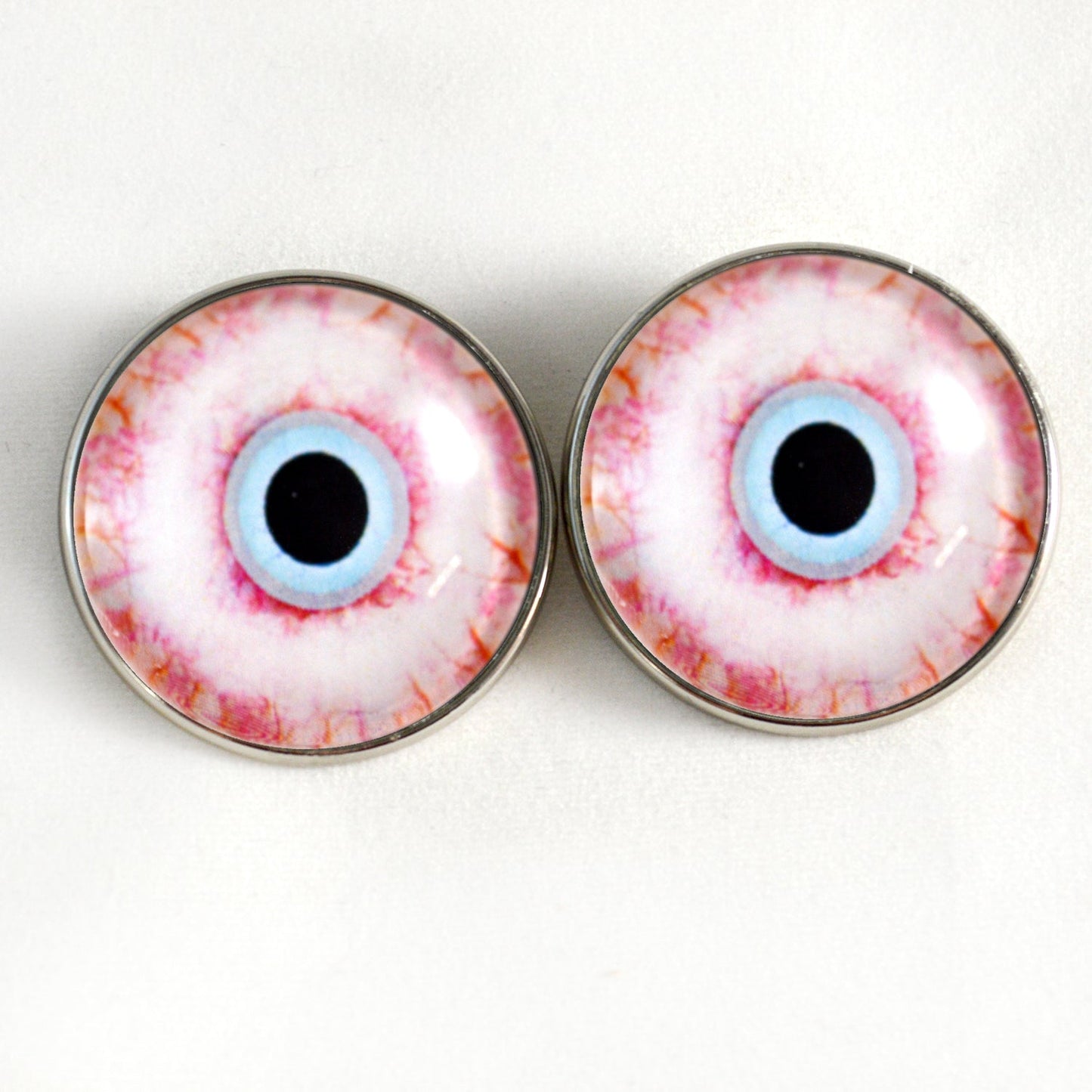 Bloodshot Zombie Sew-On Button Glass Eyes - Prismatic Fiber Arts