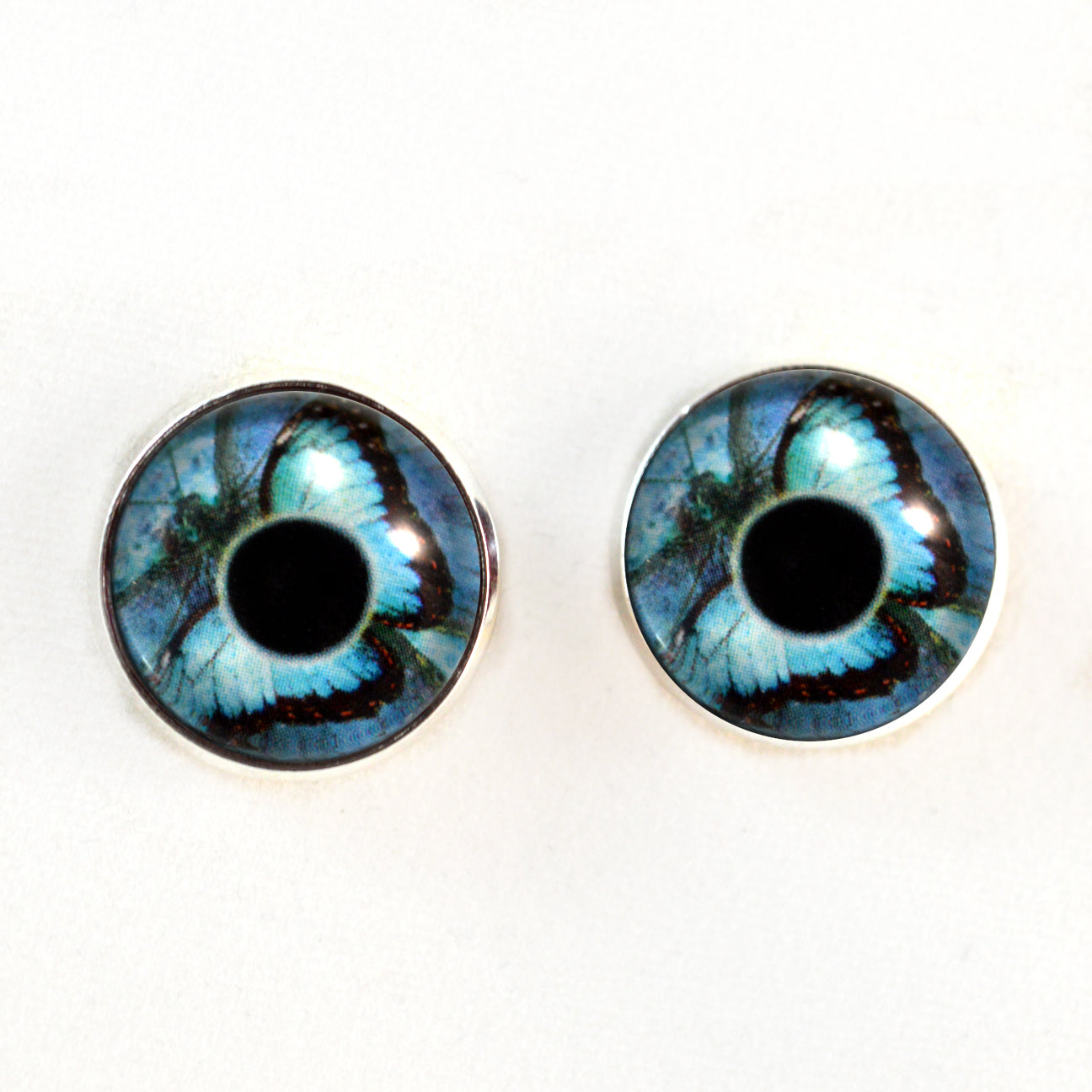 Blue Butterfly Sew-On Button Glass Eyes - Prismatic Fiber Arts