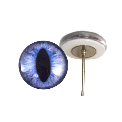 Blue Cat Glass Eyes on Wire Pin Posts