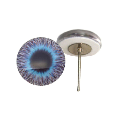 Blue Fuzzy Furry Monster Glass Eyes on Wire Pin Posts