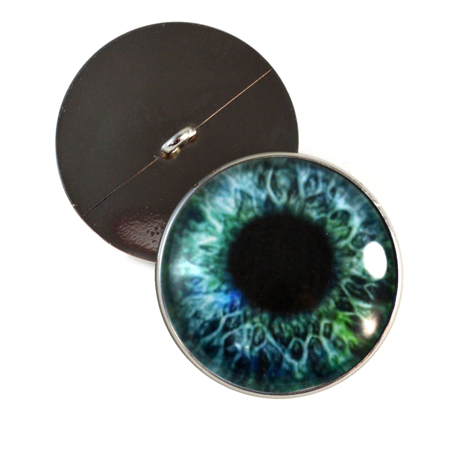 Blue and Green Human Inspired Sew-On Button Glass Eyes - Prismatic Fiber Arts