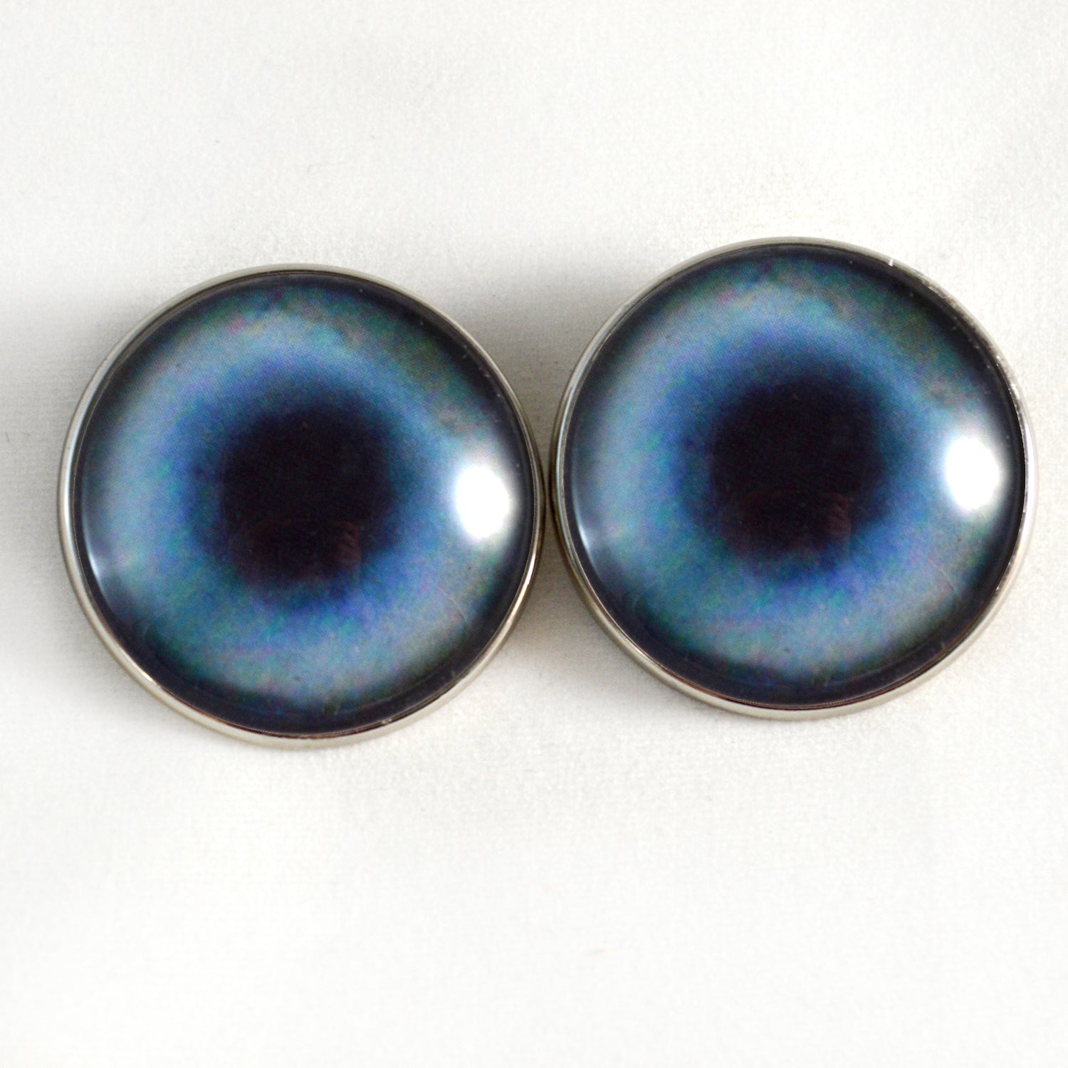 Blue Husky Dog Sew-On Button Glass Eyes - Prismatic Fiber Arts