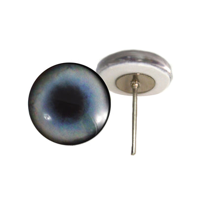 Blue Husky Dog Glass Eyes on Wire Pin Posts