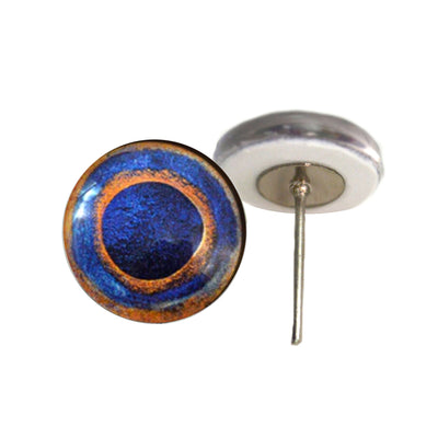 Blue Spotted Pufferfish Glass Eyes on Wire Pin Posts