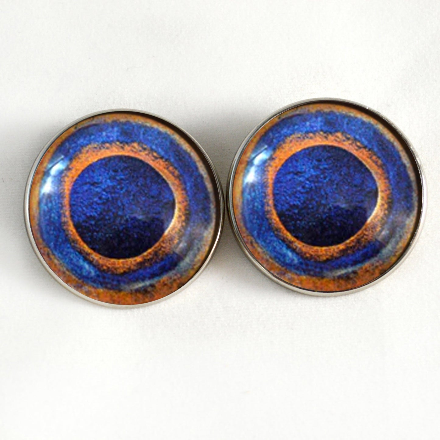 Blue Spotted Pufferfish Sew-On Button Glass Eyes - Prismatic Fiber Arts