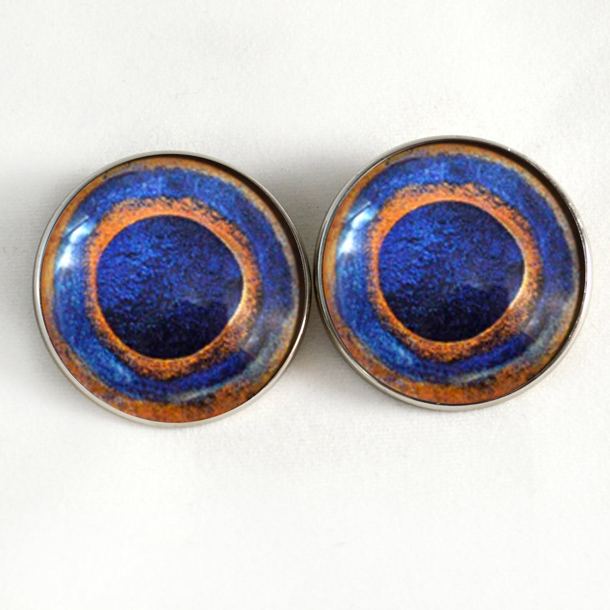 Blue Spotted Pufferfish Sew-On Button Glass Eyes - Prismatic Fiber Arts
