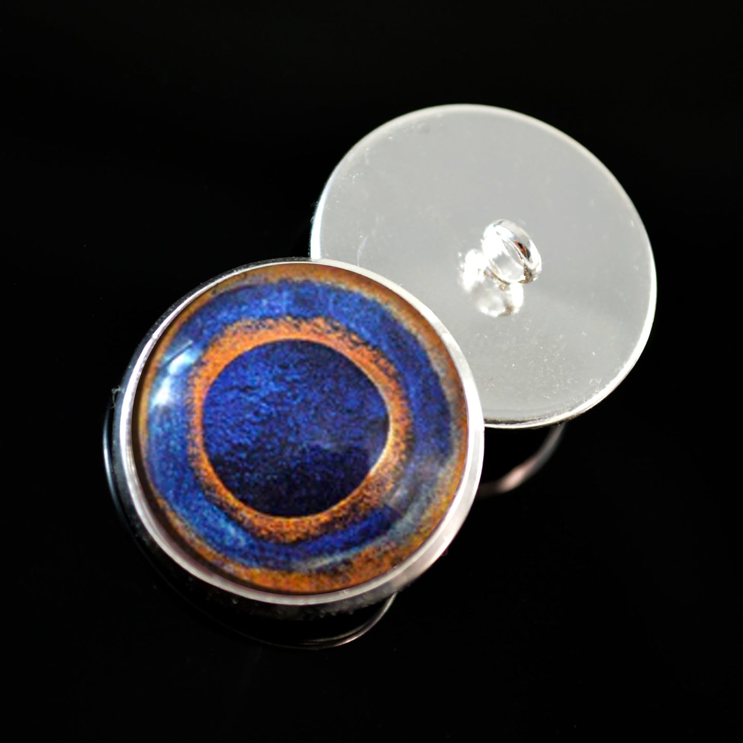 Blue Spotted Pufferfish Sew-On Button Glass Eyes - Prismatic Fiber Arts