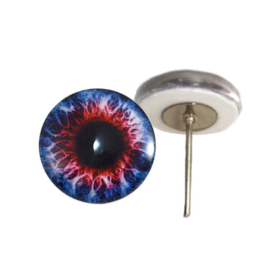 Blue and Red Fantasy Glass Eyes on Wire Pin Posts