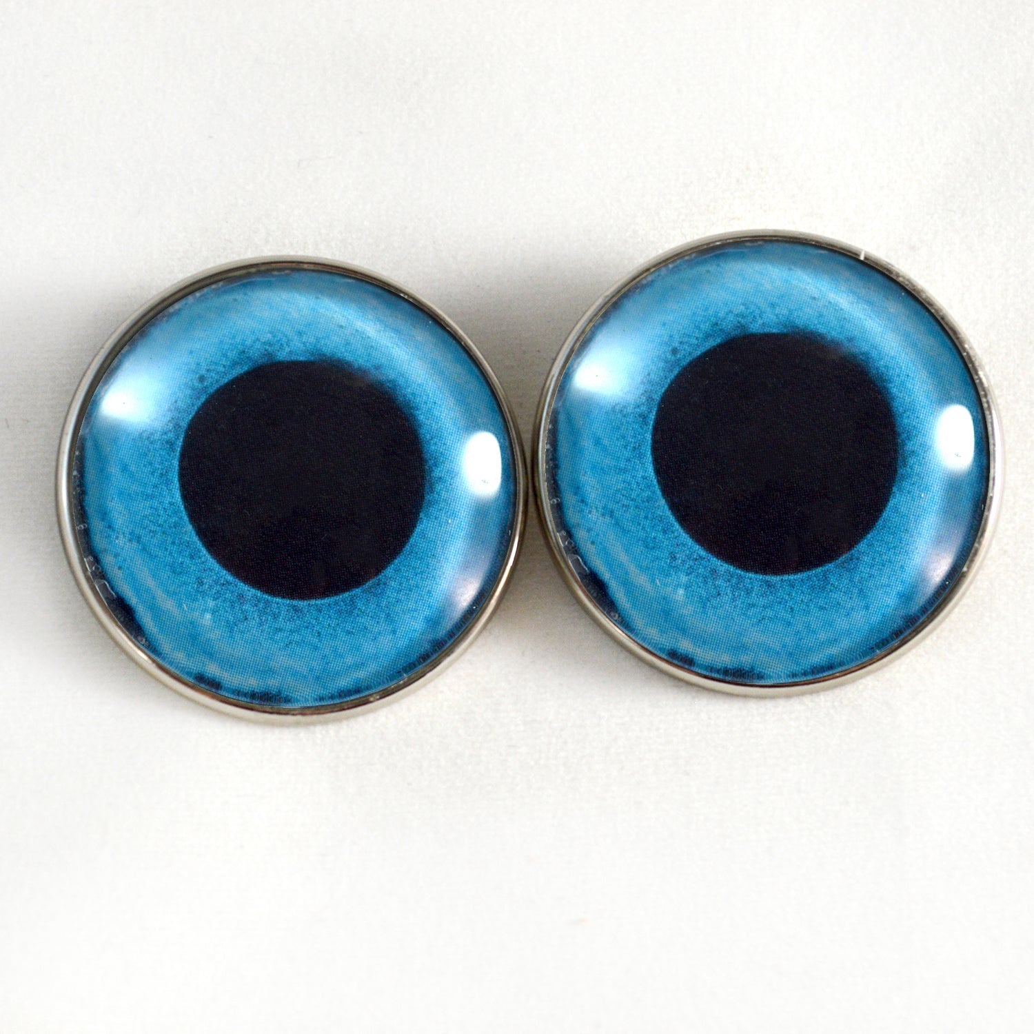 Blue Snow Owl Sew-On Button Glass Eyes - Prismatic Fiber Arts