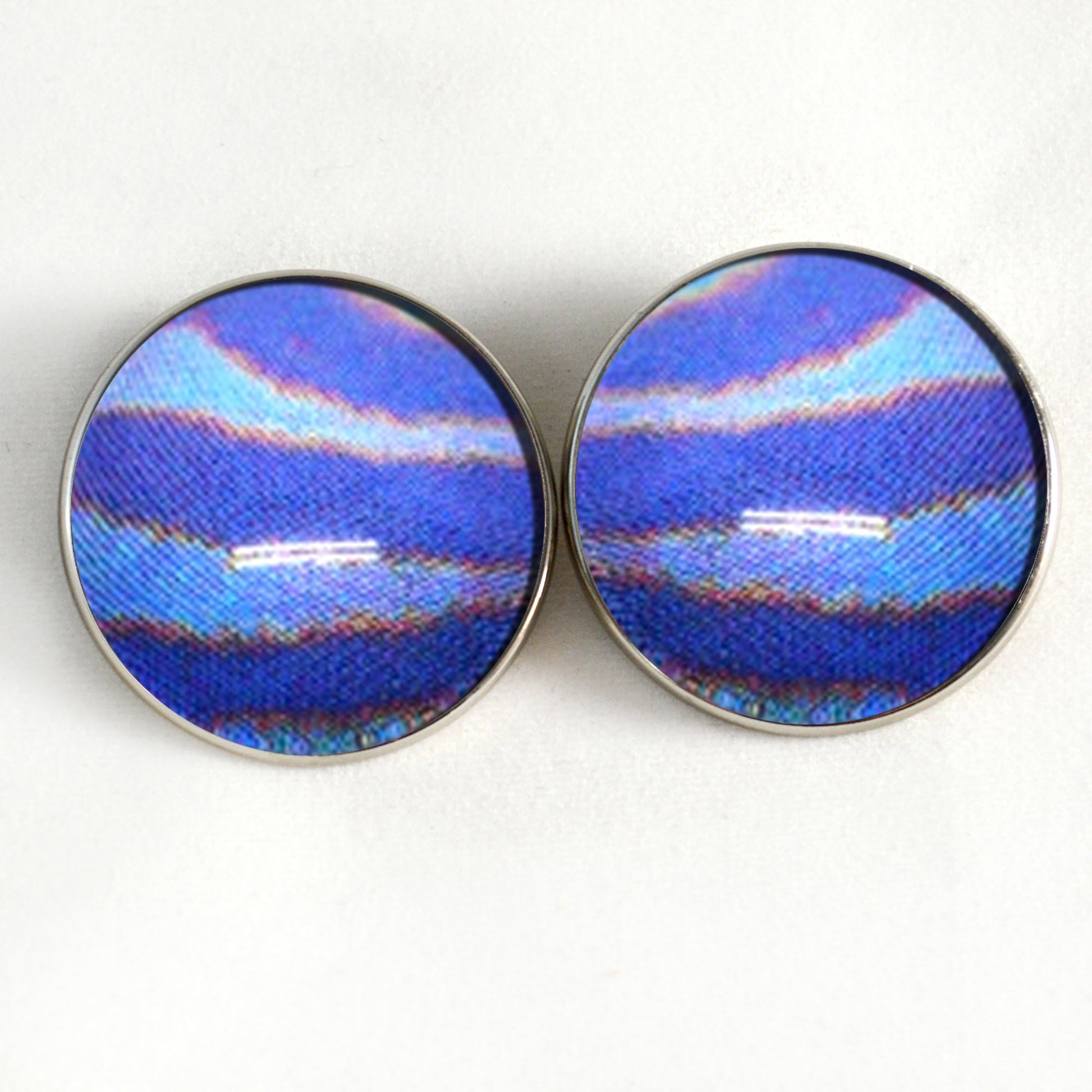 Blue Striped Horsefly Sew-On Button Glass Eyes - Prismatic Fiber Arts